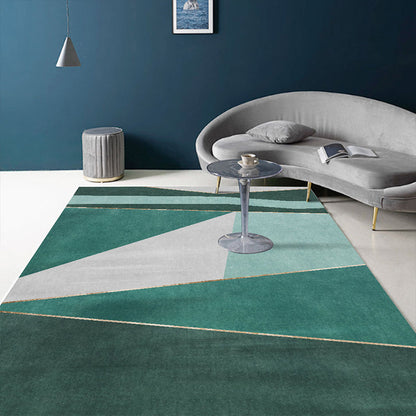 Multi-Color Bedroom Rug Nordic Geometric Printed Carpet Cotton Blend Non-Slip Backing Easy Care Area Rug - Green-White - Clearhalo - 'Area Rug' - 'Rug' - 2209133