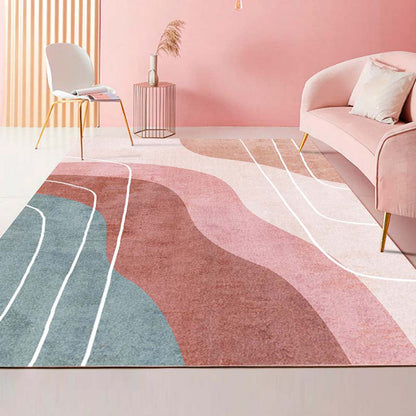 Multi-Color Bedroom Rug Nordic Geometric Printed Carpet Cotton Blend Non-Slip Backing Easy Care Area Rug - Pink - Clearhalo - 'Area Rug' - 'Rug' - 2209141