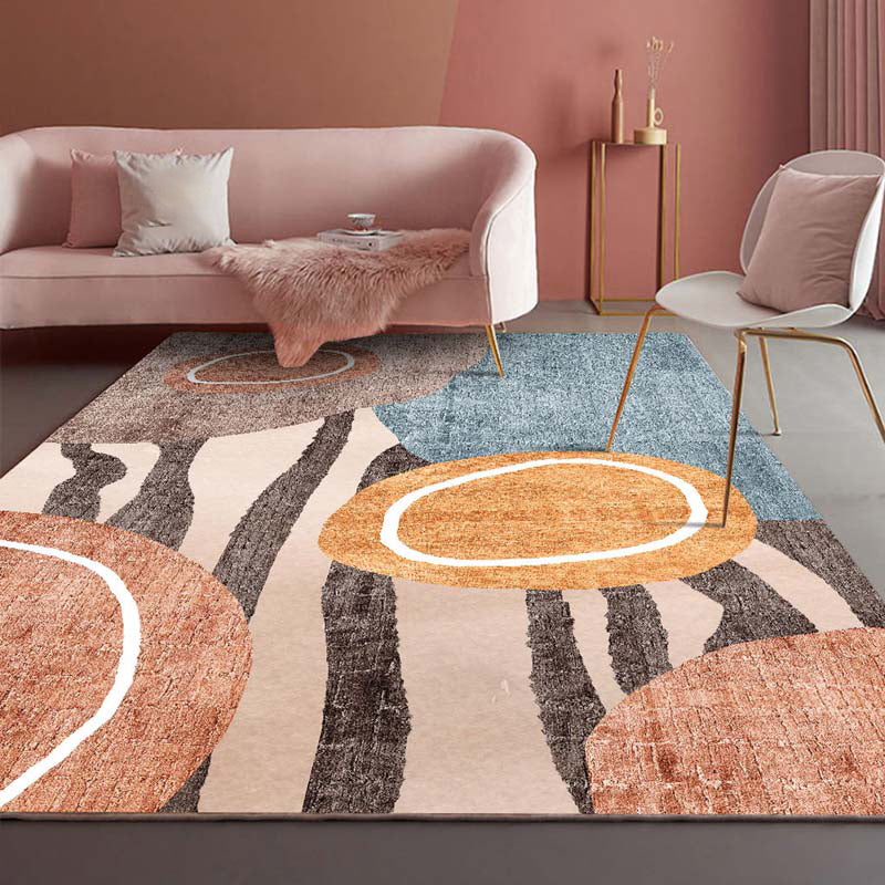 Multi-Color Bedroom Rug Nordic Geometric Printed Carpet Cotton Blend Non-Slip Backing Easy Care Area Rug - Orange-Yellow - Clearhalo - 'Area Rug' - 'Rug' - 2209142