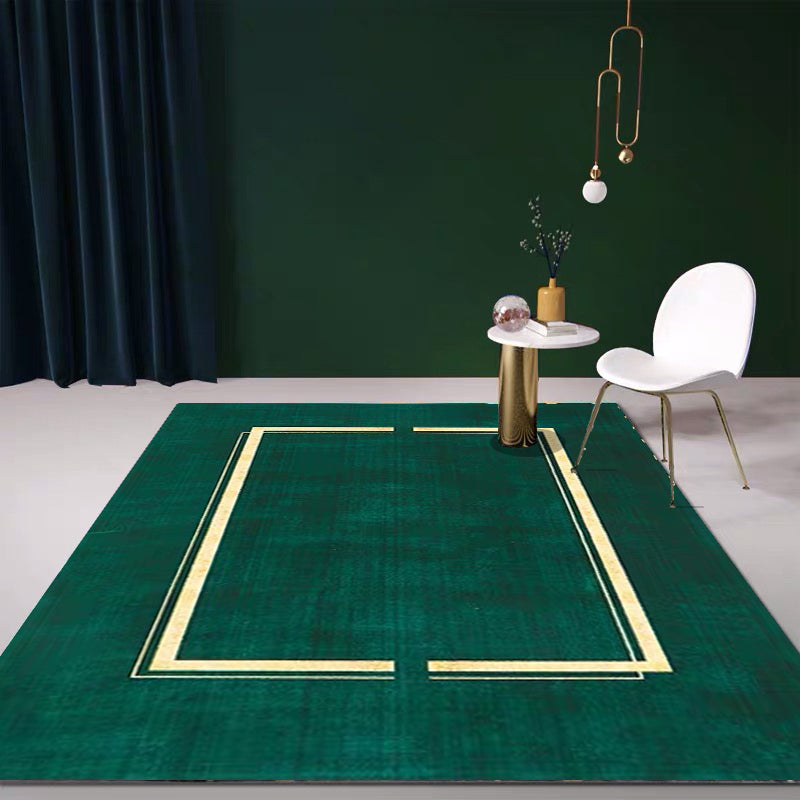 Blackish Green Living Room Rug Trendy Geo Pattern Area Carpet Cotton Blend Pet Friendly Rug - Clearhalo - 'Area Rug' - 'Rug' - 2209146