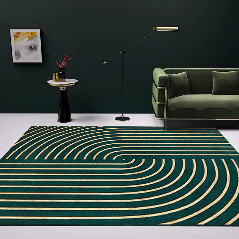 Blackish Green Living Room Rug Trendy Geo Pattern Area Carpet Cotton Blend Pet Friendly Rug - Clearhalo - 'Area Rug' - 'Rug' - 2209148