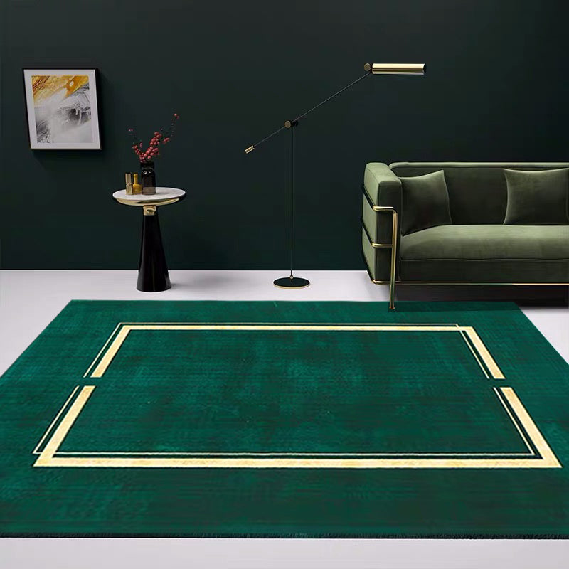 Blackish Green Living Room Rug Trendy Geo Pattern Area Carpet Cotton Blend Pet Friendly Rug - Clearhalo - 'Area Rug' - 'Rug' - 2209150