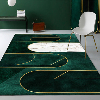 Modern Abstract Patterned Rug Dark Green Cotton Blend Area Rug Easy Care Pet Friendly Carpet for Living Room - Blackish Green - Design 4 - Clearhalo - 'Area Rug' - 'Rug' - 2209155