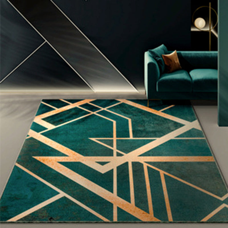 Modern Abstract Patterned Rug Dark Green Cotton Blend Area Rug Easy Care Pet Friendly Carpet for Living Room - Blackish Green - Design 6 - Clearhalo - 'Area Rug' - 'Rug' - 2209159