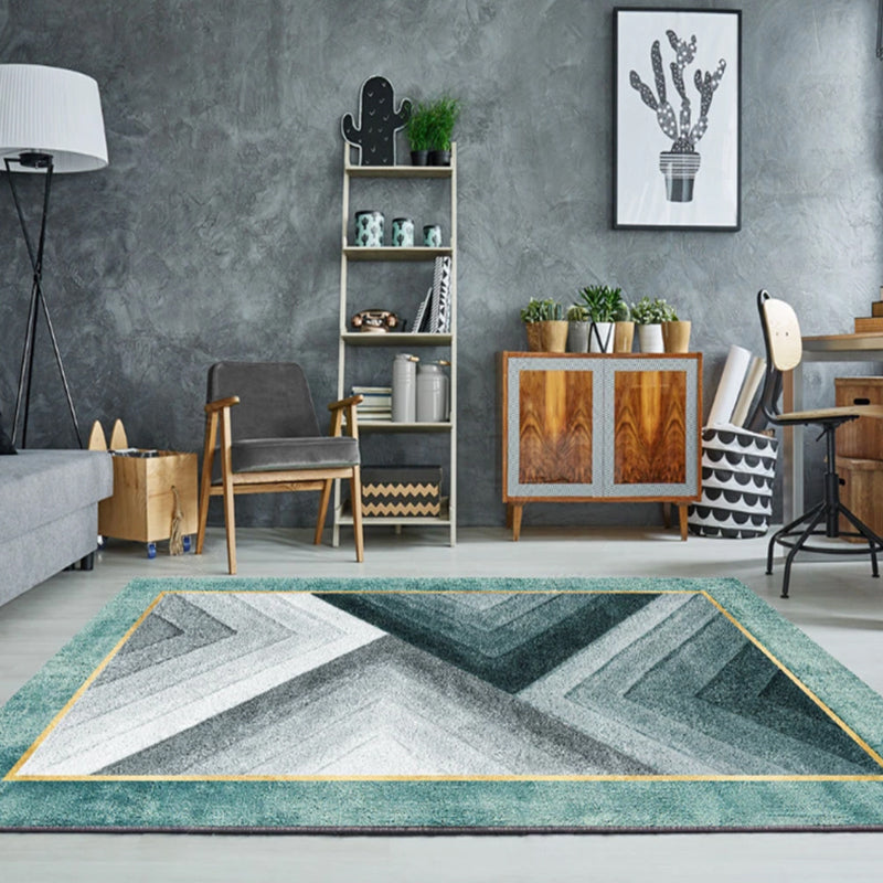 Multi-Colored Room Rug Contemporary Geo Print Carpet Polyster Machine Washable Pet Friendly Indoor Rug - Green - Clearhalo - 'Area Rug' - 'Rug' - 2209165