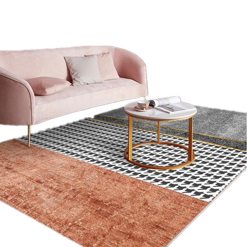 Novelty Bedroom Rug Multi-Colored Geometric Print Indoor Rug Synthetics Anti-Slip Backing Washable Carpet - view 3