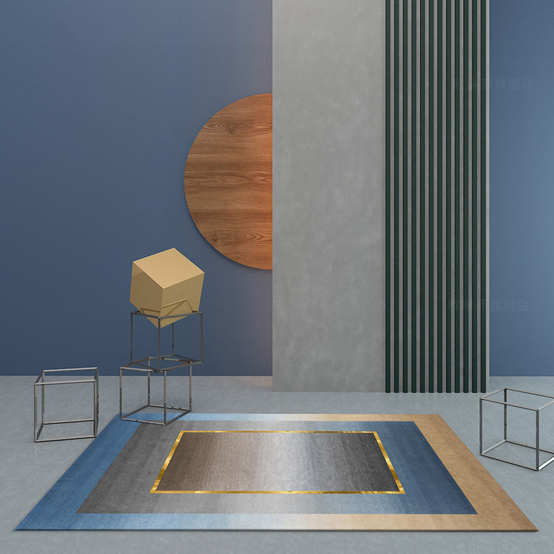 Nordic Geo Patterned Rug Gray Blue Polypropylene Carpet Anti-Slip Backing Easy Care Rug for Room Decoration - view 2