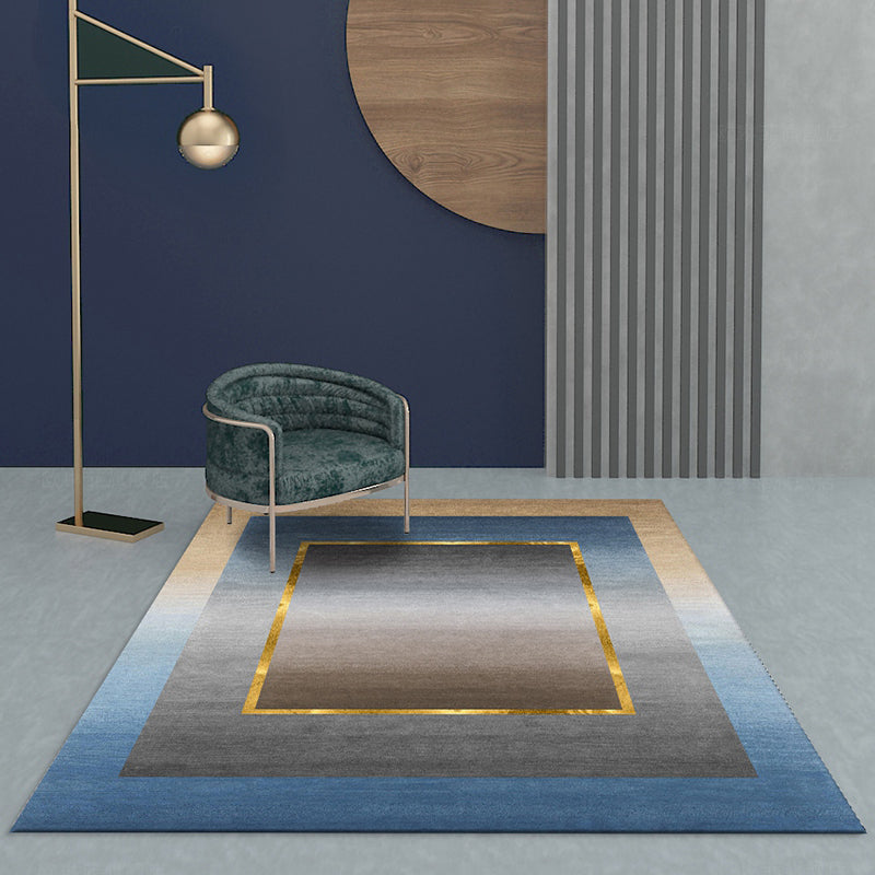 Nordic Geo Patterned Rug Gray Blue Polypropylene Carpet Anti-Slip Backing Easy Care Rug for Room Decoration - view 4