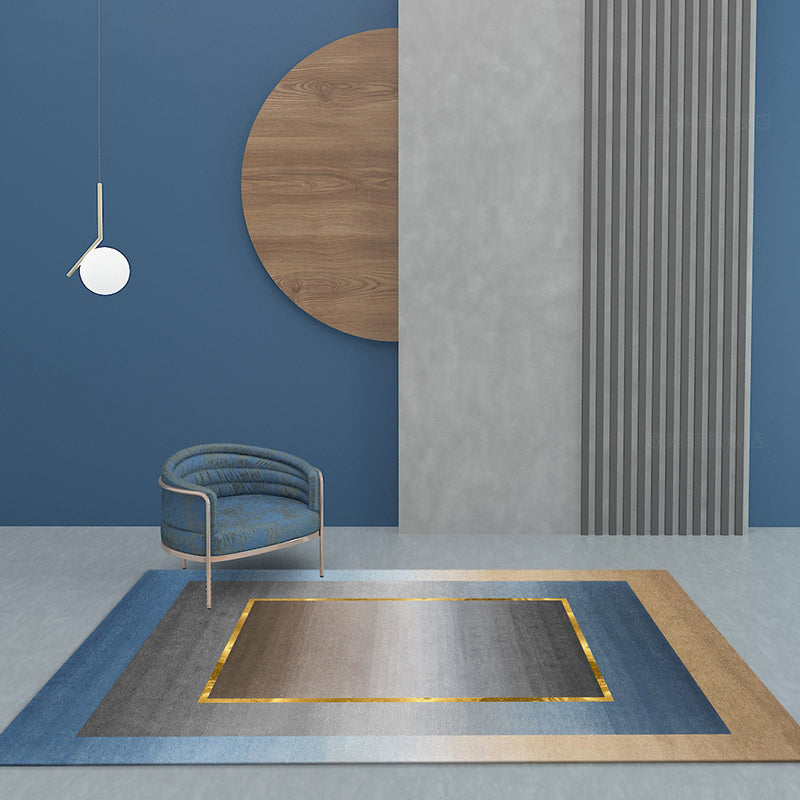 Nordic Geo Patterned Rug Gray Blue Polypropylene Carpet Anti-Slip Backing Easy Care Rug for Room Decoration