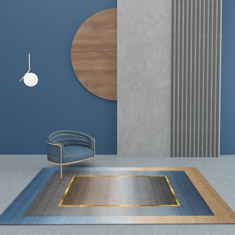 Nordic Geo Patterned Rug Gray Blue Polypropylene Carpet Anti-Slip Backing Easy Care Rug for Room Decoration - view 3