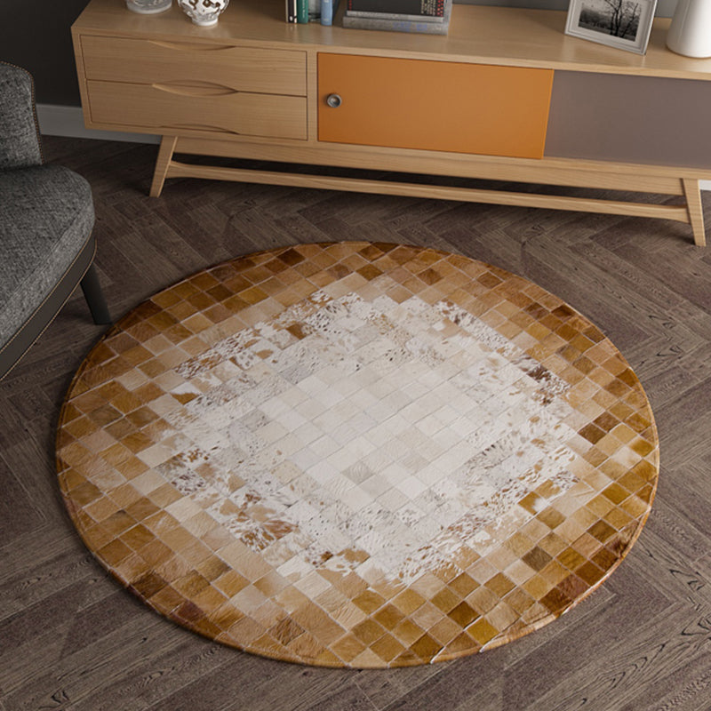 Rustic Look Geo Printed Rug Multi-Color Cowhide Indoor Rug Stain-Resistant Pet Friendly Carpet for Decoration White-Brown Clearhalo 'Area Rug' 'Rug' 2213146