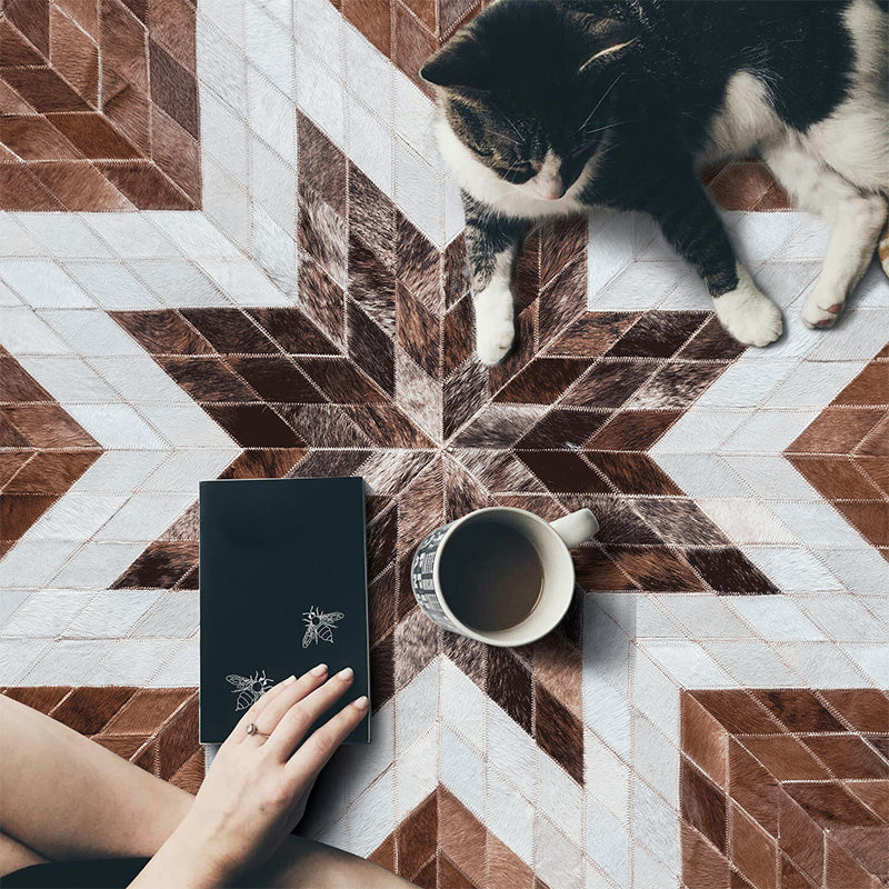 Luxury Room Rug Multi Colored Geometric Printed Area Carpet Cowhide Pet Friendly Easy Care Rug - Clearhalo - 'Area Rug' - 'Rug' - 2213155