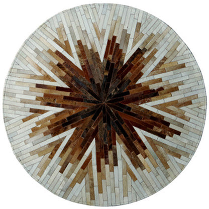 Creative Living Room Rug Multi-Color Geo Printed Area Rug Cowhide Stain-Resistant Pet Friendly Carpet