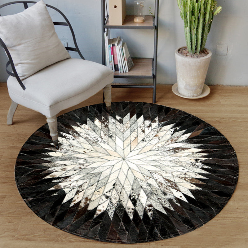 Creative Living Room Rug Multi-Color Geo Printed Area Rug Cowhide Stain-Resistant Pet Friendly Carpet