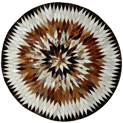 Creative Living Room Rug Multi-Color Geo Printed Area Rug Cowhide Stain-Resistant Pet Friendly Carpet