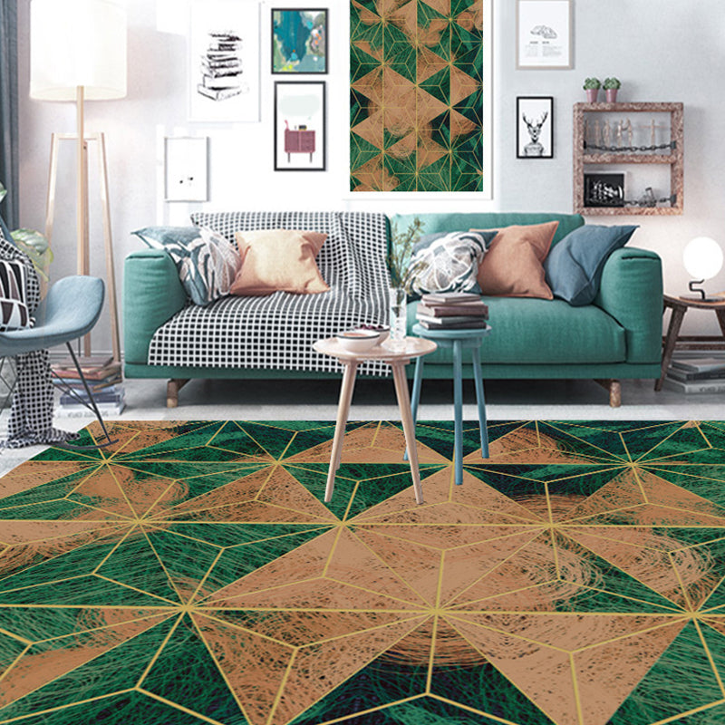 Contemporary Parlor Rug Multi-Colored Geo Printed Area Carpet Synthetics Non-Slip Machine Washable Rug