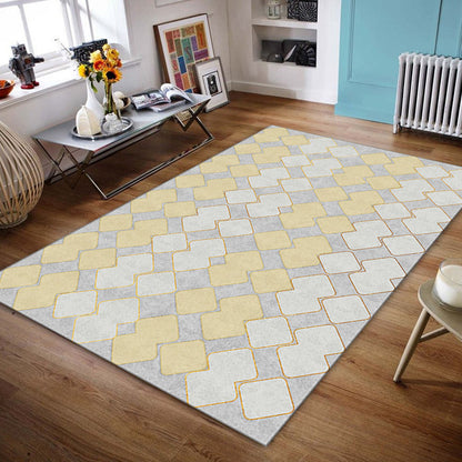 Contemporary Parlor Rug Multi-Colored Geo Printed Area Carpet Synthetics Non-Slip Machine Washable Rug