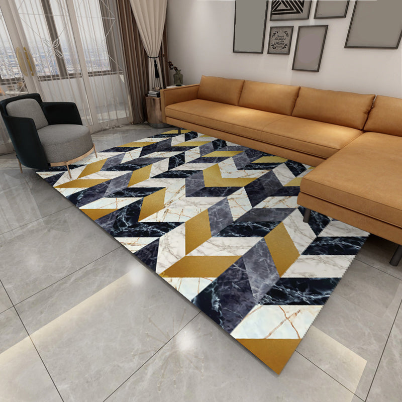 Contemporary Parlor Rug Multi-Colored Geo Printed Area Carpet Synthetics Non-Slip Machine Washable Rug