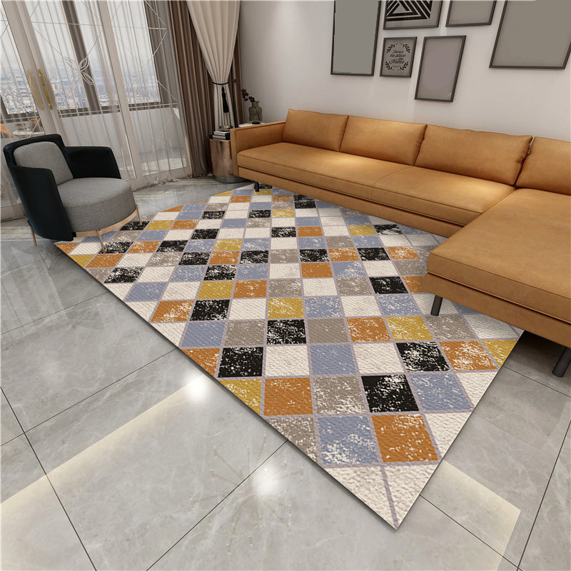 Contemporary Parlor Rug Multi-Colored Geo Printed Area Carpet Synthetics Non-Slip Machine Washable Rug