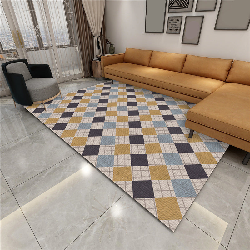 Contemporary Parlor Rug Multi-Colored Geo Printed Area Carpet Synthetics Non-Slip Machine Washable Rug