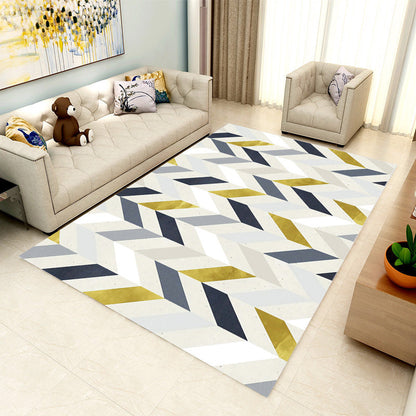 Contemporary Parlor Rug Multi-Colored Geo Printed Area Carpet Synthetics Non-Slip Machine Washable Rug