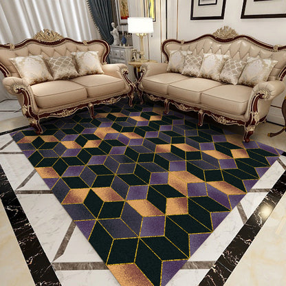 Contemporary Parlor Rug Multi-Colored Geo Printed Area Carpet Synthetics Non-Slip Machine Washable Rug