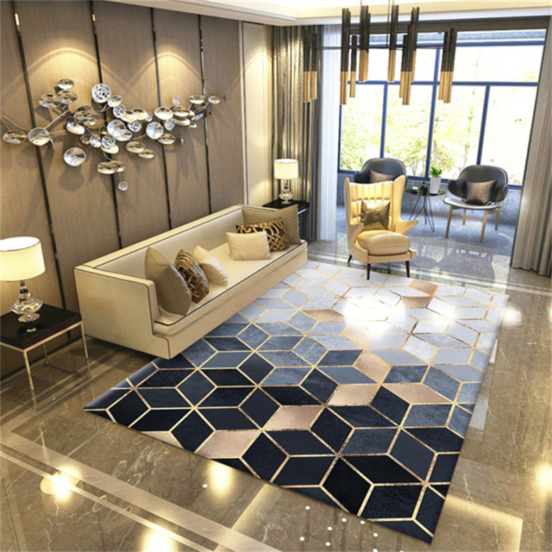 Contemporary Parlor Rug Multi-Colored Geo Printed Area Carpet Synthetics Non-Slip Machine Washable Rug