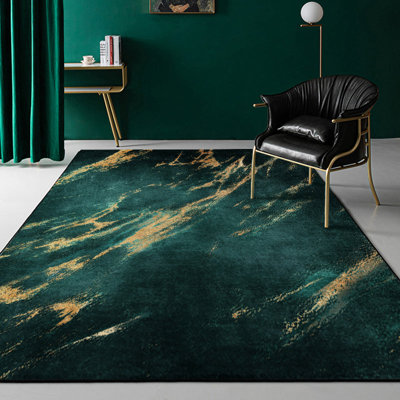 Multicolor Contemporary Rug Cotton Blend Abstract Patterned Carpet Non-Slip Backing Washable Area Rug for Home Decor - Dark Green - Clearhalo - 'Area Rug' - 'Rug' - 2213725