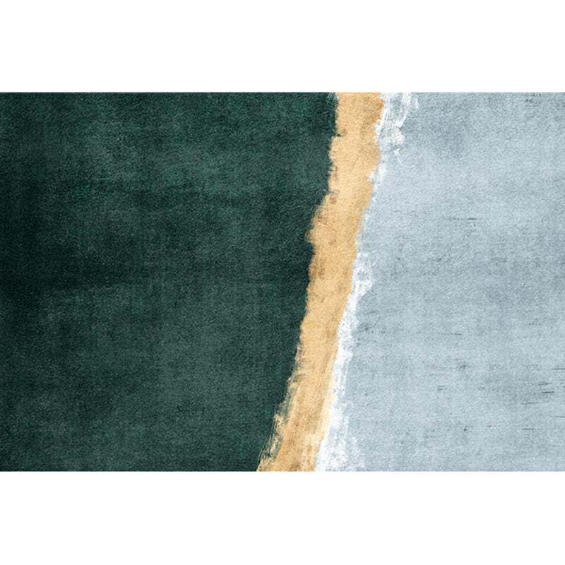 Multicolor Contemporary Rug Cotton Blend Abstract Patterned Carpet Non-Slip Backing Washable Area Rug for Home Decor - Green-Blue - Clearhalo - 'Area Rug' - 'Rug' - 2213731