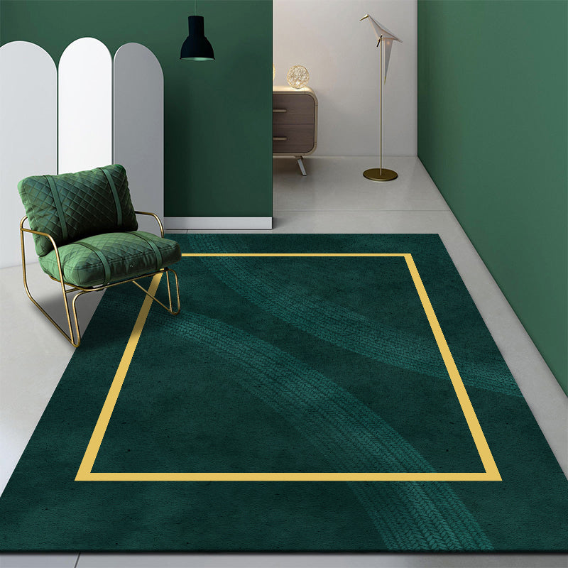 Multi-Colored Modern Rug Cotton Blend Geometric Printed Area Carpet Anti-Slip Backing Pet Friendly Rug for Room - Green - Clearhalo - 'Area Rug' - 'Rug' - 2213778