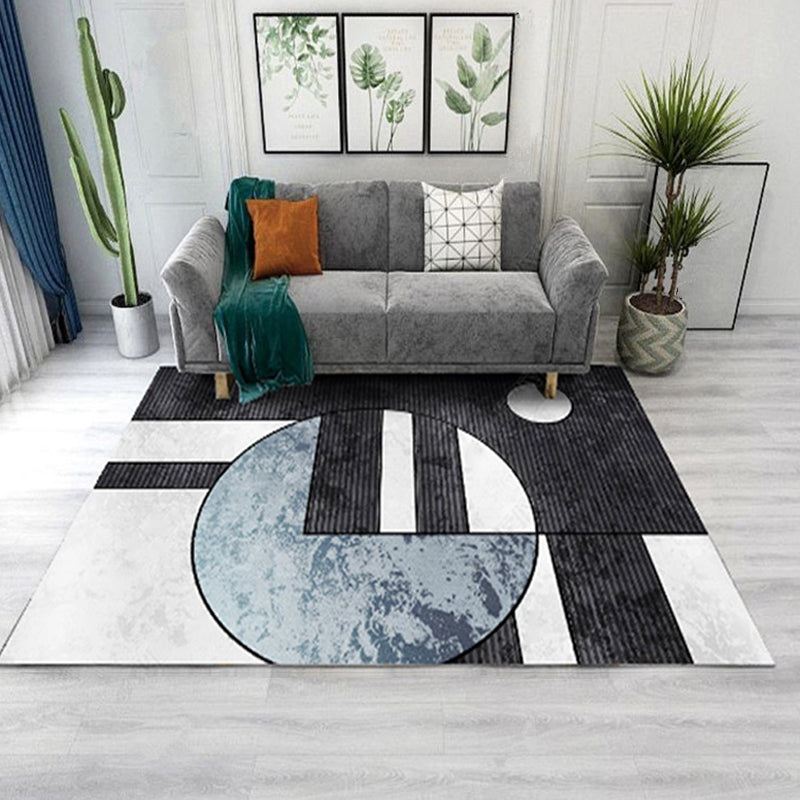Simple Geometric Patterned Rug Multi Colored Nordic Carpet Polypropylene Anti-Slip Backing Washable Area Rug for Decor Black Clearhalo 'Area Rug' 'Rug' 2213790