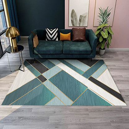 Simple Geometric Patterned Rug Multi Colored Nordic Carpet Polypropylene Anti-Slip Backing Washable Area Rug for Decor Blue-Black Clearhalo 'Area Rug' 'Rug' 2213791