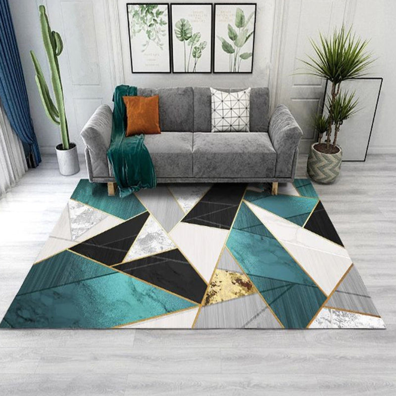 Simple Geometric Patterned Rug Multi Colored Nordic Carpet Polypropylene Anti-Slip Backing Washable Area Rug for Decor Gray-Green Clearhalo 'Area Rug' 'Rug' 2213792