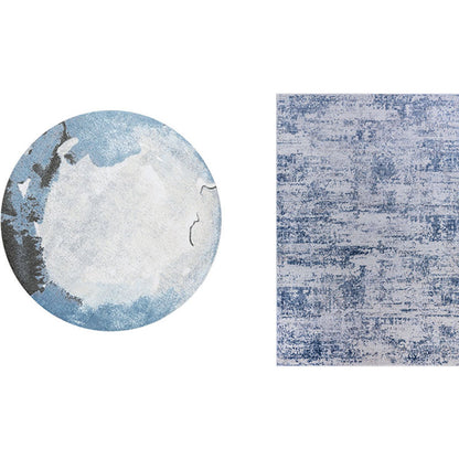 Multi Colored Abstract Printed Rug Polypropylene Cyberpunk Area Rug Pet Friendly Easy Care Carpet for Living Room - Dark Blue-White - Clearhalo - 'Area Rug' - 'Rug' - 2214910