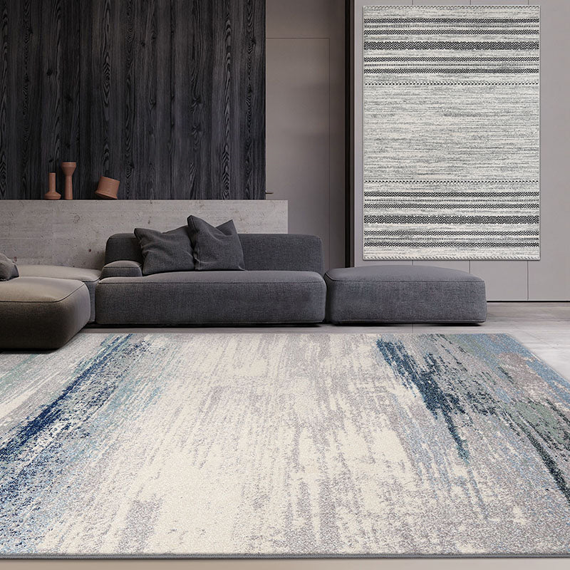 Simple Multi Color Industrial Rug Polypropylene Abstract Patterned Area Carpet Non-Slip Pet Friendly Rug for Decor Silver Gray Clearhalo 'Area Rug' 'Rug' 2215030