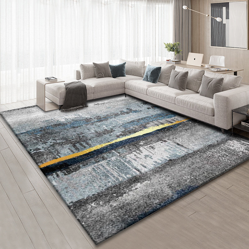 Classic Abstract Rug Multi Color Steampunk Area Carpet Cotton Blend Anti-Slip Backing Easy Care Rug for Living Room - Dark Gray - Clearhalo - 'Area Rug' - 'Rug' - 2215327