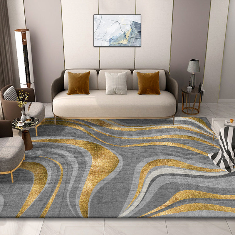 Classic Abstract Rug Multi Color Steampunk Area Carpet Cotton Blend Anti-Slip Backing Easy Care Rug for Living Room - Dark Gray-White - Clearhalo - 'Area Rug' - 'Rug' - 2215339
