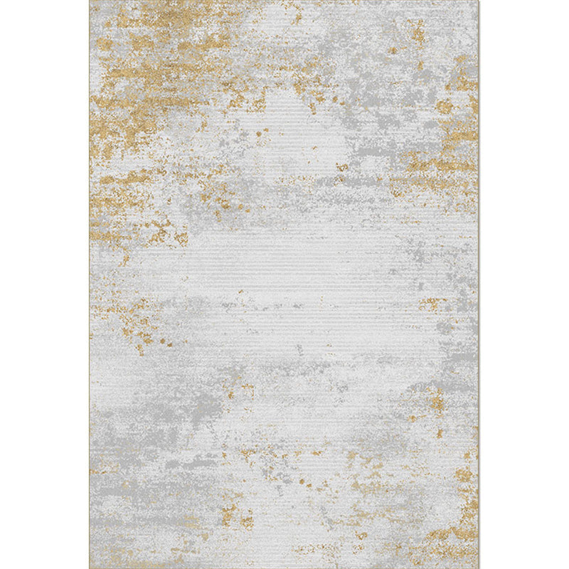 Modern Abstract Print Rug Multi-Color Cotton Blend Area Carpet Non-Slip Backing Machine Washable Rug for Parlor - Gray-Gold - Clearhalo - 'Area Rug' - 'Rug' - 2215447