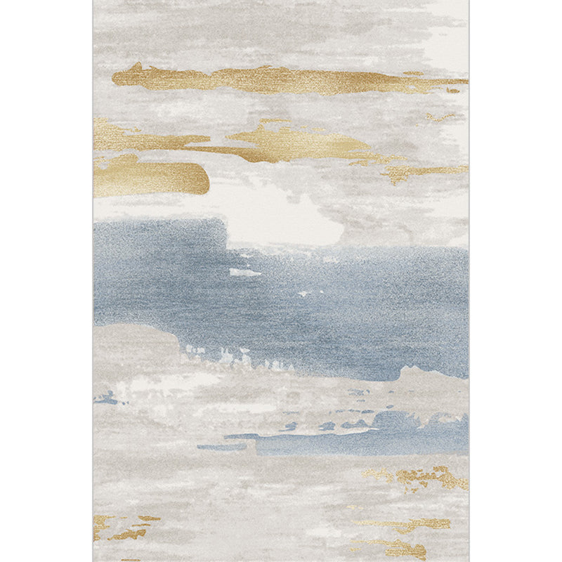 Modern Abstract Print Rug Multi-Color Cotton Blend Area Carpet Non-Slip Backing Machine Washable Rug for Parlor - Gray-Blue - Clearhalo - 'Area Rug' - 'Rug' - 2215453