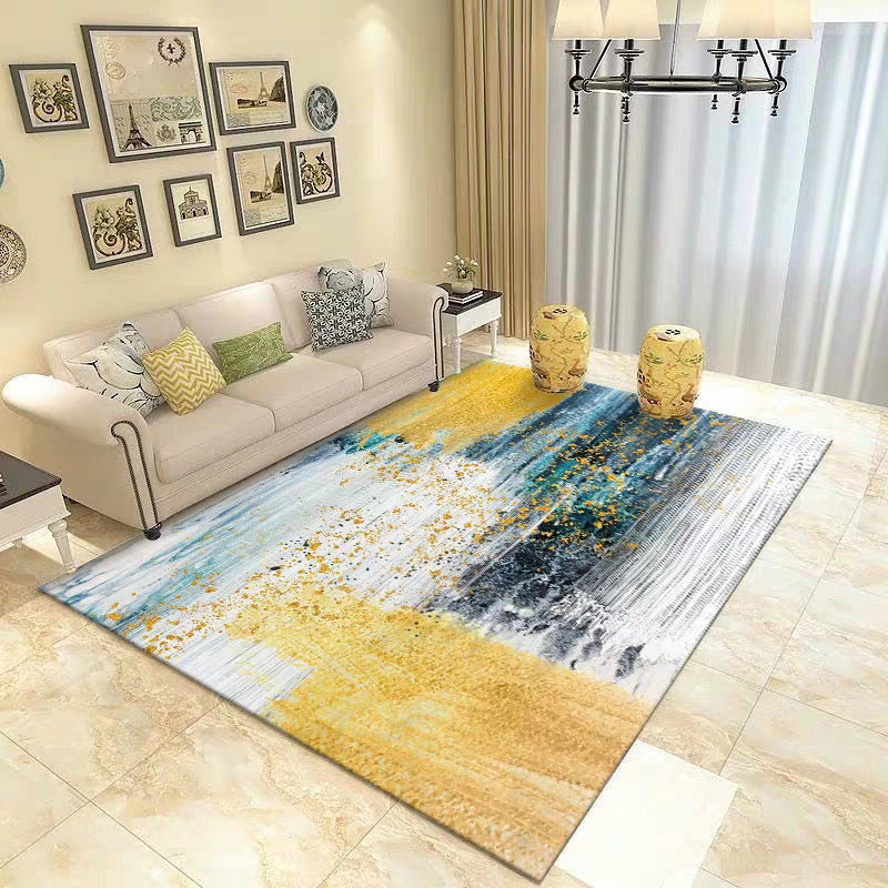 Multi Colored Abstract Rug Cotton Blend Casual Carpet Non-Slip Backing Easy Care Washable Rug for Decor - Clearhalo - 'Area Rug' - 'Rug' - 2215489