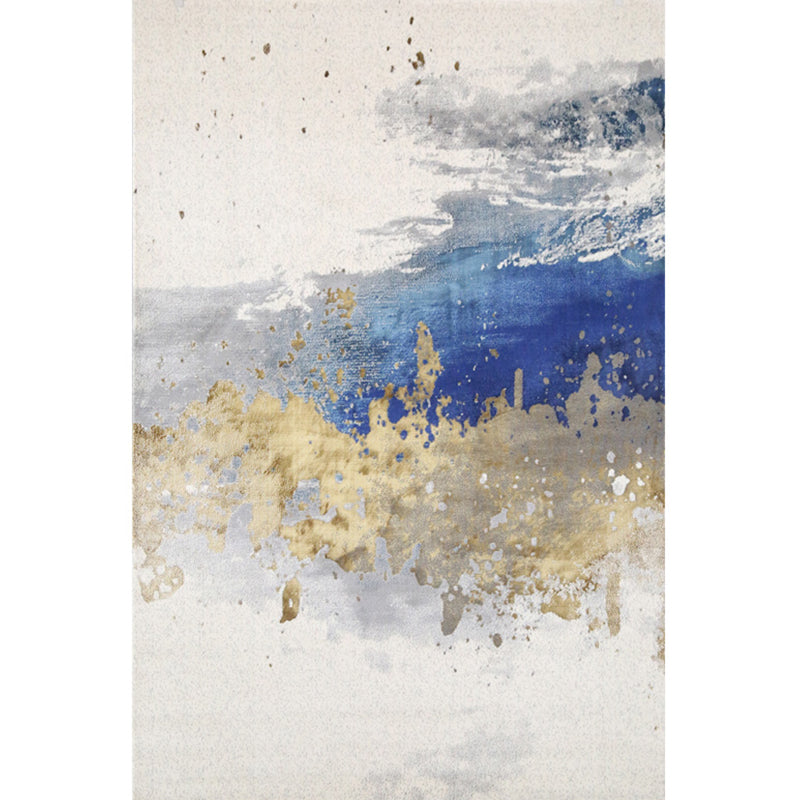 Multicolor Contemporary Rug Cotton Blend Abstract Pattern Area Carpet Machine Washable Non-Slip Rug for Living Room - Dark Blue - Clearhalo - 'Area Rug' - 'Rug' - 2215500