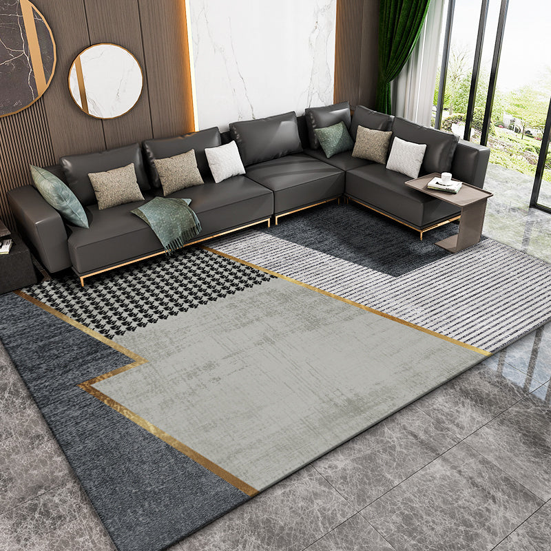 Simple Abstract Print Rug Multicolored Contemporary Carpet Cotton Blend Pet Friendly Easy Care Rug for Living Room Black-Gray Clearhalo 'Area Rug' 'Rug' 2215544