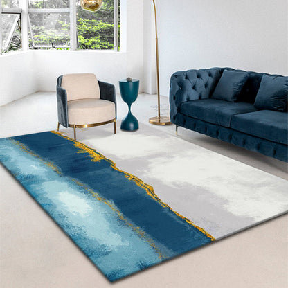 Simple Abstract Print Rug Multicolored Contemporary Carpet Cotton Blend Pet Friendly Easy Care Rug for Living Room Lake Blue Clearhalo 'Area Rug' 'Rug' 2215550