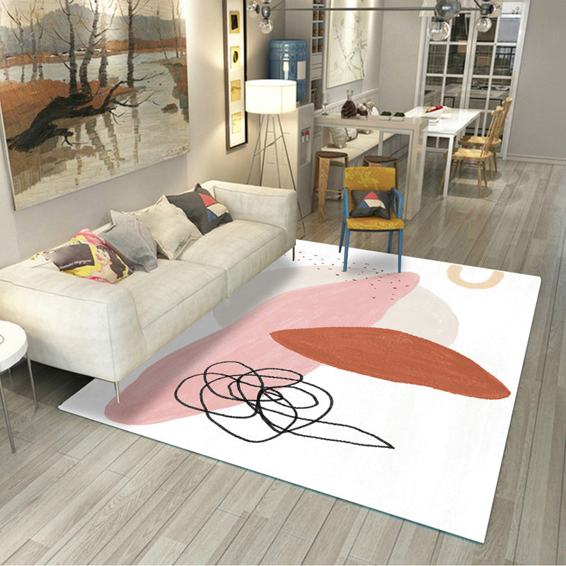 Morandi Color Parlor Rug Western Colorblock Carpet Synthetics Non-Slip Washable Indoor Rug - Light Pink - Clearhalo - 'Area Rug' - 'Rug' - 2216216