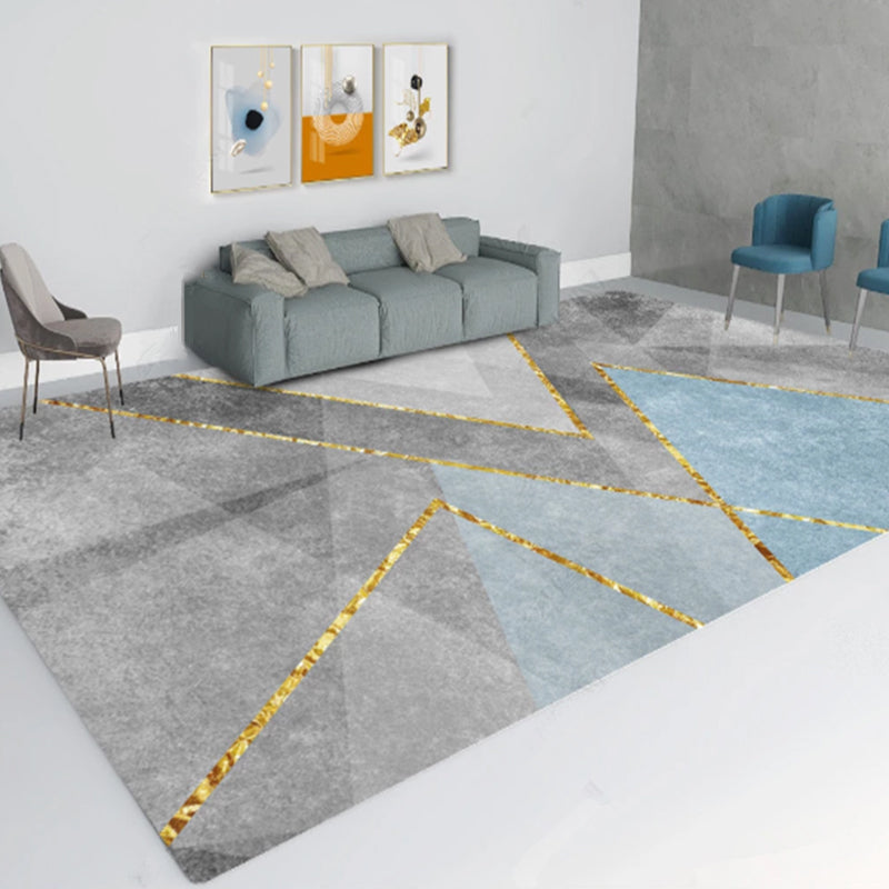 Multi-Colored Living Room Rug Casual Geometric Print Indoor Rug Polypropylene Pet Friendly Washable Carpet - Gray-Blue - Clearhalo - 'Area Rug' - 'Rug' - 2225226