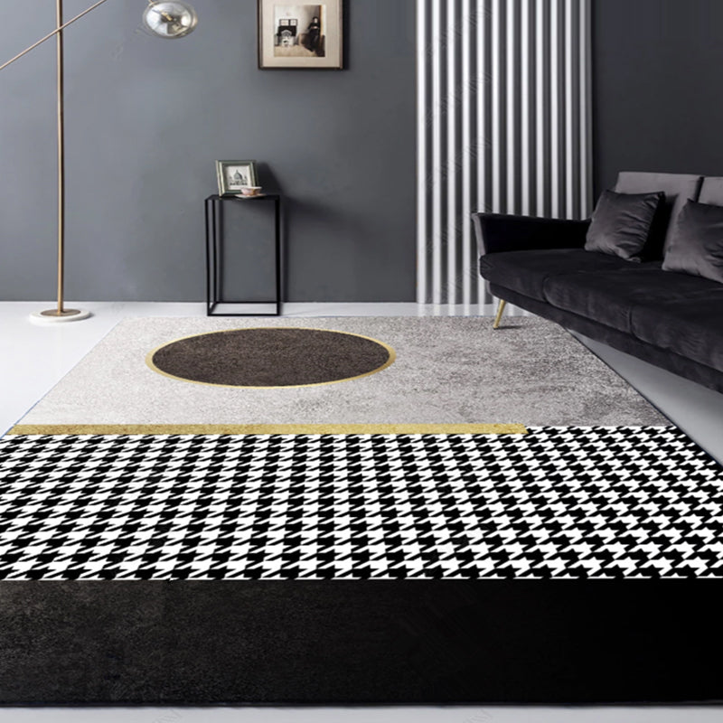 Multi-Colored Living Room Rug Casual Geometric Print Indoor Rug Polypropylene Pet Friendly Washable Carpet - Black-White - Clearhalo - 'Area Rug' - 'Rug' - 2225234