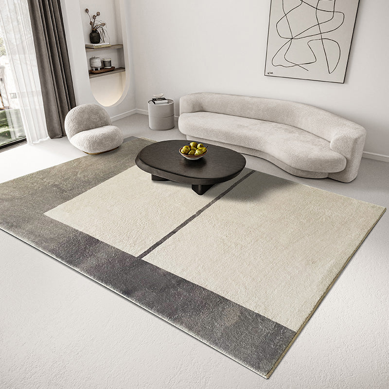 Gray Bedroom Rug Modern Abstract Printed Area Carpet Polyster Non-Slip Backing Washable Indoor Rug - Grey - Design 3 - Clearhalo - 'Area Rug' - 'Rug' - 2225321