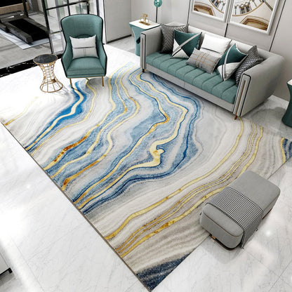 Minimalist Living Room Rug Multi-Color Oriental Pattern Area Carpet Synthetics Pet Friendly Easy Care Rug Blue-Yellow Clearhalo 'Area Rug' 'Modern' 'Rugs' Rug' 2227059