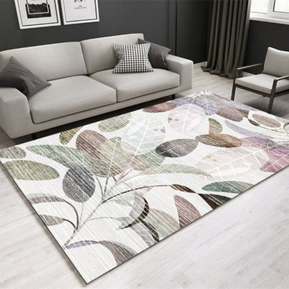 Modern Plant Printed Rug Multi-Color Polypropylene Area Rug Pet Friendly Machine Washable Carpet for Room - Grey - Clearhalo - 'Area Rug' - 'Rug' - 2238397
