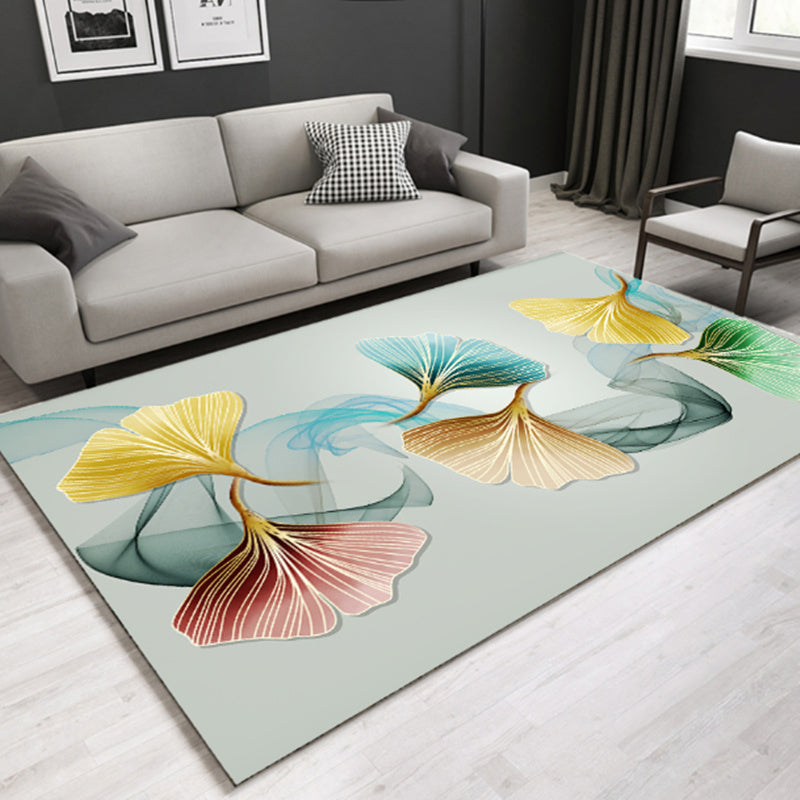 Modern Plant Printed Rug Multi-Color Polypropylene Area Rug Pet Friendly Machine Washable Carpet for Room - Light Green - Clearhalo - 'Area Rug' - 'Rug' - 2238406